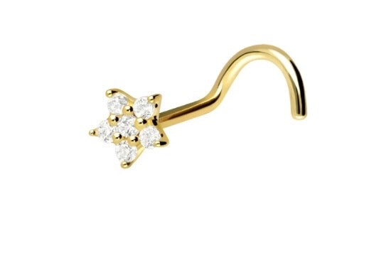 18Karat Gold Nasenstecker mit gefassten Steinen Stern