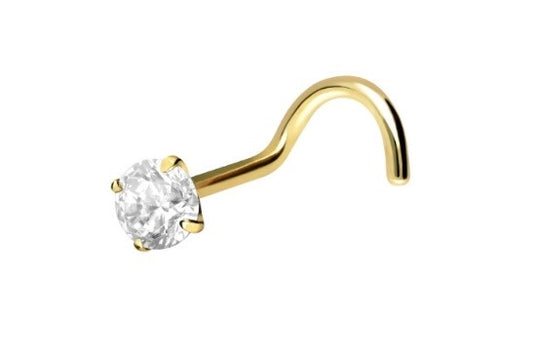 18Karat Gold Nasenstecker mit gefasstem Stein
